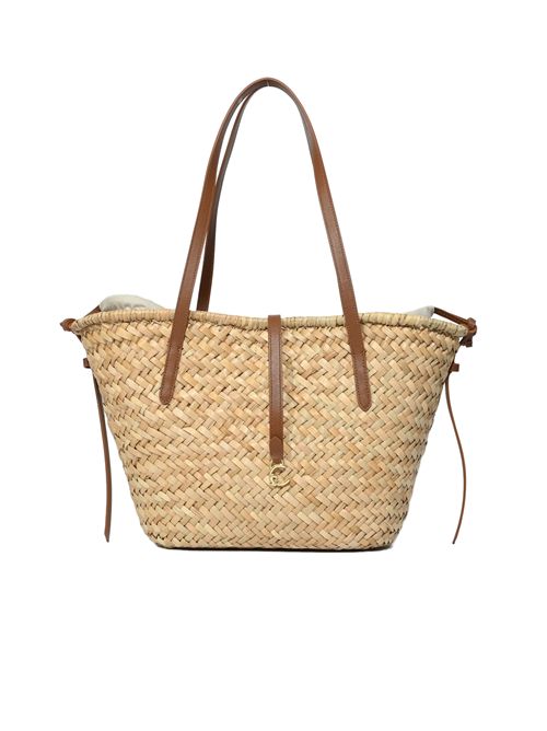 Borsa C-Me Summer Large in paglia e pelle Natural/Cognac Coccinelle | E1UV0110101675