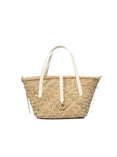 Borsa C-Me Summer Medium in paglia e pelle Natural/Pearl Coccinelle | E1UV0180101392