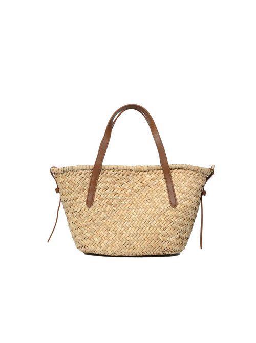 Borsa C-Me Summer Medium in paglia e pelle Natural/Cognac Coccinelle | E1UV0180101675