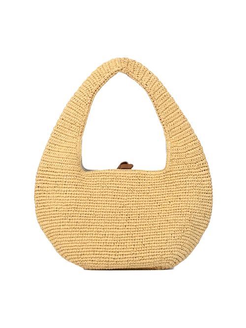 Borsa C-Me Large in paglia e pelle Natural/Cognac Coccinelle | E1UV1130101675