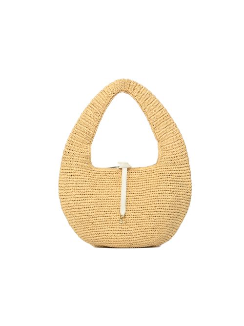 Borsa C-Me Medium in paglia e pelle Natural/Pearl Coccinelle | E1UV1130201392