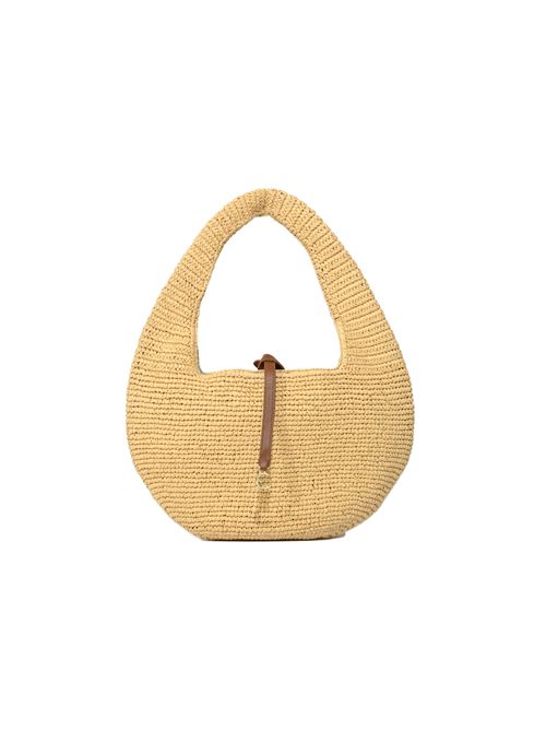 Borsa C-Me Medium in paglia e pelle Natural/Cognac Coccinelle | E1UV1130201675