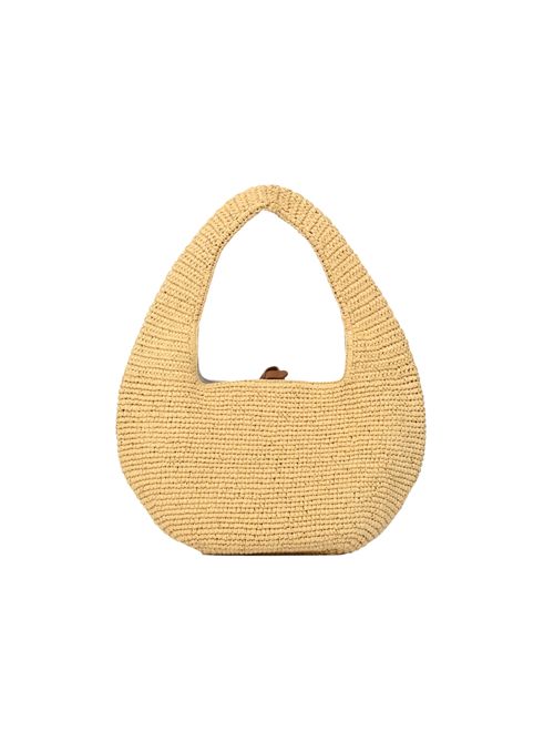 Borsa C-Me Medium in paglia e pelle Natural/Cognac Coccinelle | E1UV1130201675