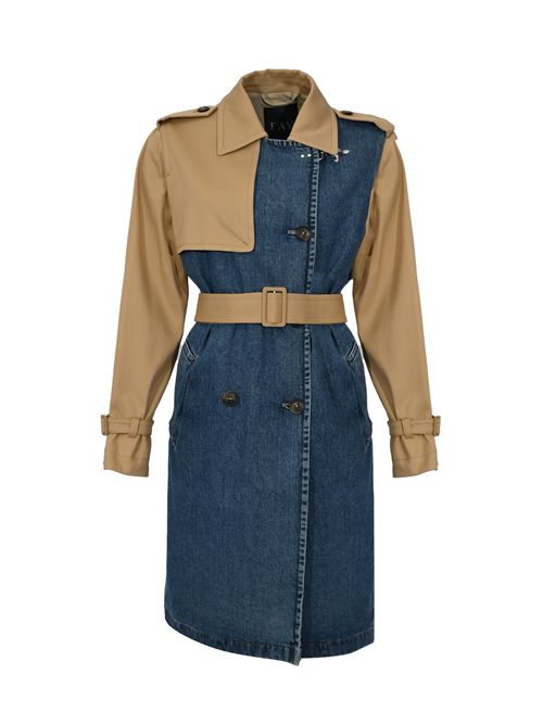 Trench in Drill di Cotone e Denim Blu/beige FAY | NAW6252375LGB11033