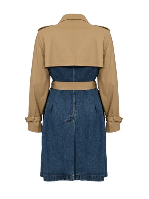 Trench in Drill di Cotone e Denim Blu/beige FAY | NAW6252375LGB11033