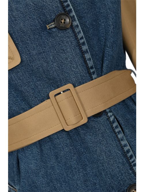 Trench in Drill di Cotone e Denim Blu/beige FAY | NAW6252375LGB11033