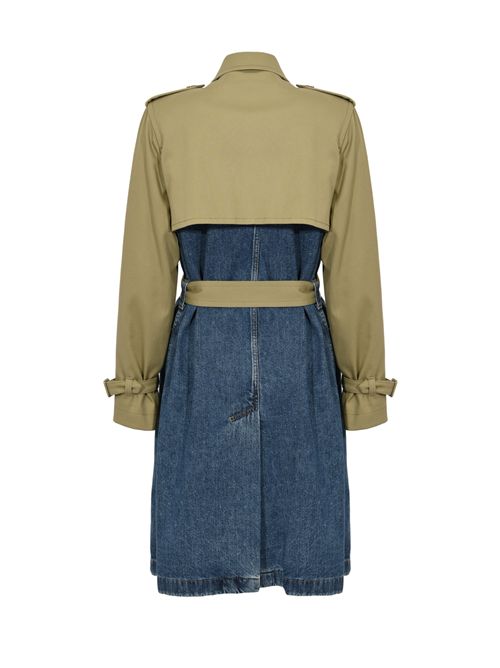 Trench in Drill di Cotone e Denim Blu/verde FAY | NAW6252375LGB1293W