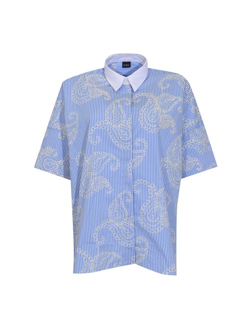 Camicia Comfort Fit in Popeline di cotone con ricami FAY | NCWA552552SZDI013H
