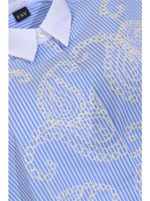 Camicia Comfort Fit in Popeline di cotone con ricami FAY | NCWA552552SZDI013H