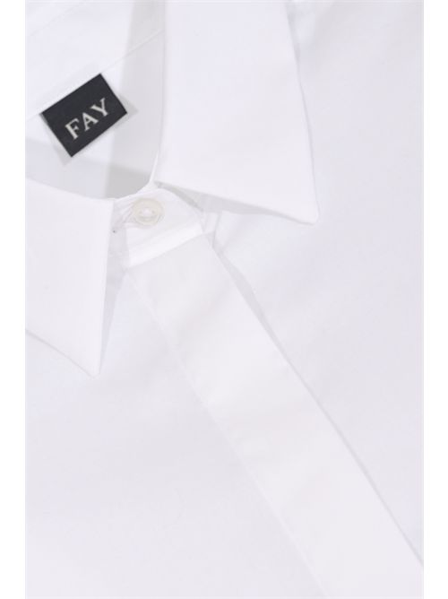 Camicia Comfort Fit in Popeline Stretch di cotone FAY | NCWA552552SZGRB001