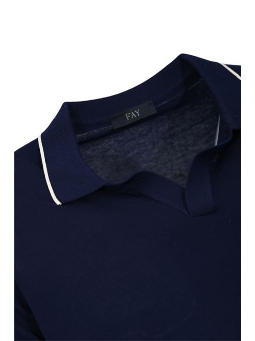 Polo in maglia di cotone con profili a contrasto Blu FAY | NMMC1521740VHY0535