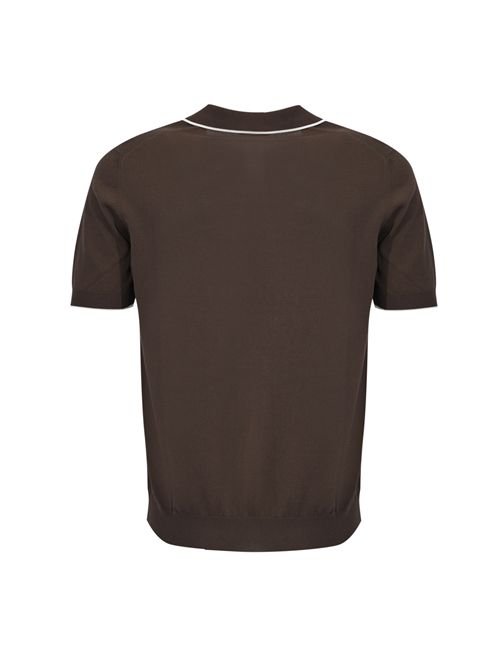 Polo in maglia di cotone con profili a contrasto Marrone FAY | NMMC1521740VHY4867