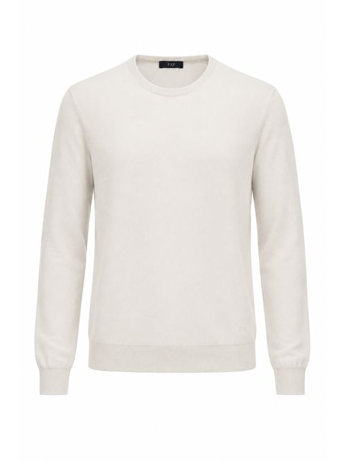 Maglia pull girocollo in seta e cotone Stucco FAY | NMMC1522390VTRB010