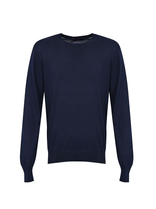Maglia pull girocollo in seta e cotone Blu FAY | NMMC1522390VTRU602
