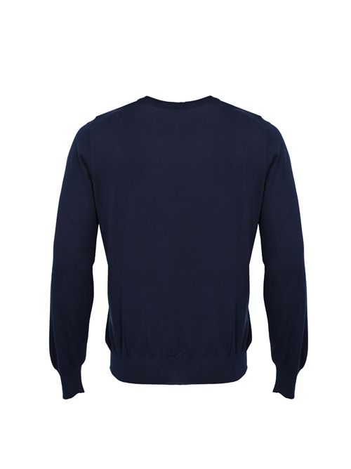 Maglia pull girocollo in seta e cotone Blu FAY | NMMC1522390VTRU602