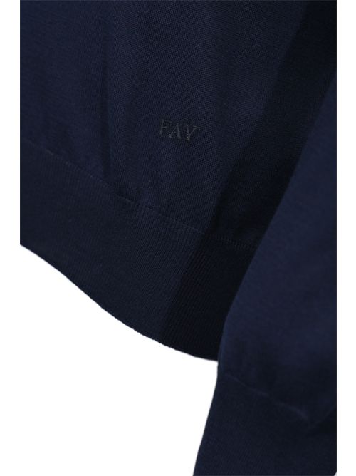 Maglia pull girocollo in seta e cotone Blu FAY | NMMC1522390VTRU602