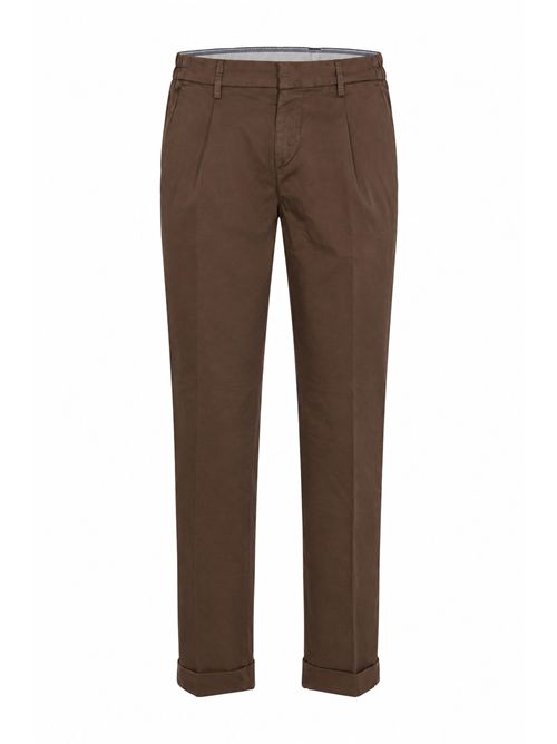 Pantaloni Slim Fit in Gabardine Stretch di cotone Marrone FAY | NTM8652189TGURS612