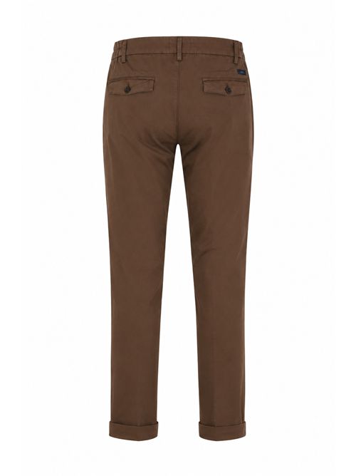 Pantaloni Slim Fit in Gabardine Stretch di cotone Marrone FAY | NTM8652189TGURS612