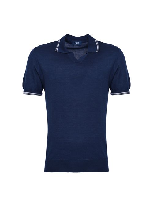 Polo in misto cashmere e seta Blue Navy FEDELI | MU005719T0019