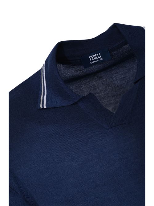 Polo in misto cashmere e seta Blue Navy FEDELI | MU005719T0019