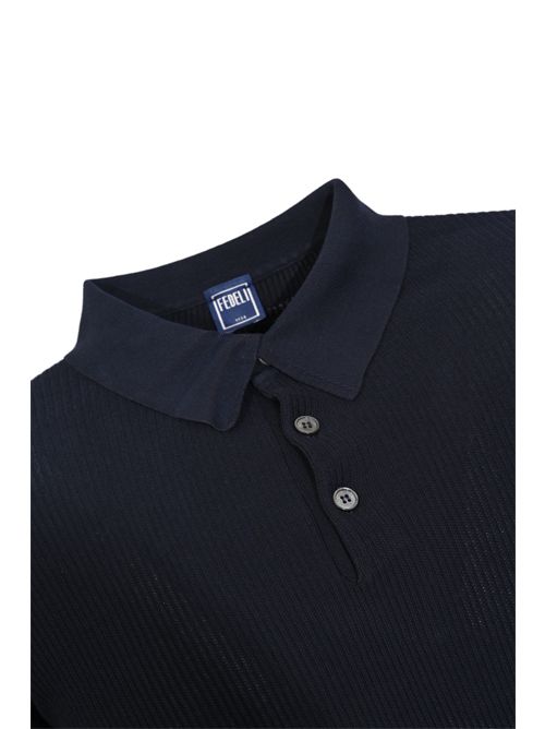 Polo in cotone a costine Midnight Blue FEDELI | MU0D58520828