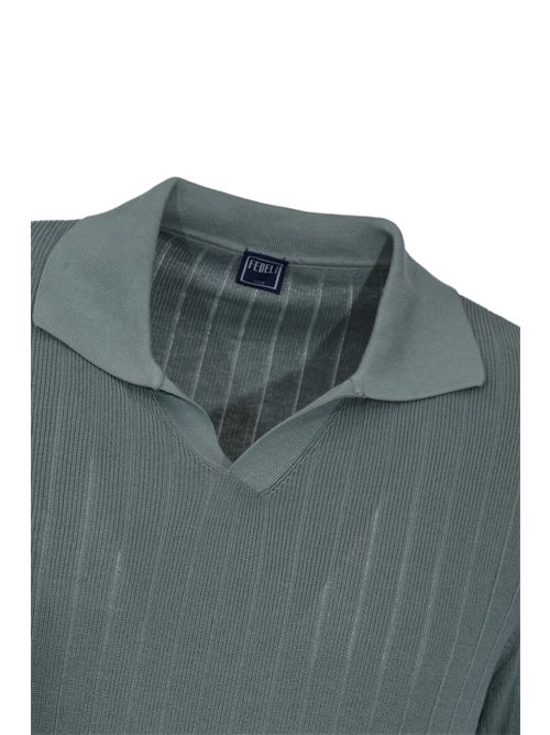 Polo Matheus a coste in cotone organico Olive green FEDELI | MU0D58570710