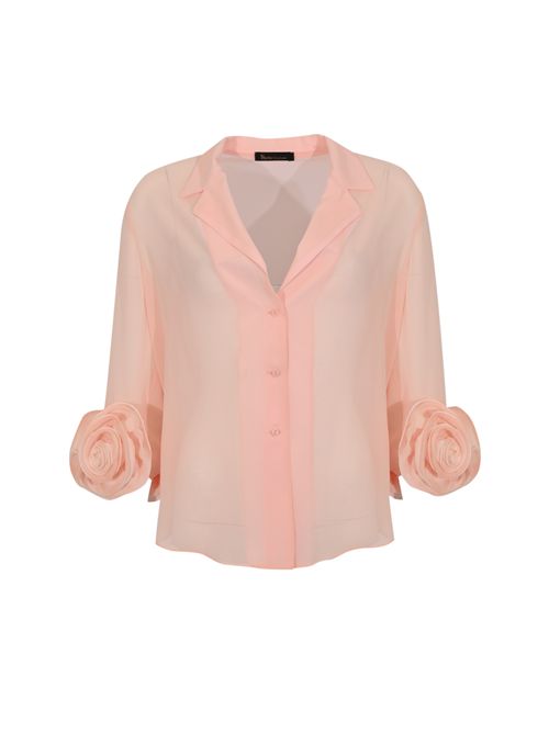 Camicia in chiffon con polsino floreale Pesca HANITA | H.C709.465030.PESCA