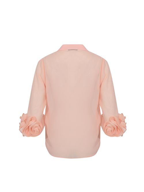 Camicia in chiffon con polsino floreale Pesca HANITA | H.C709.465030.PESCA