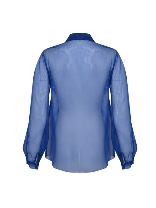 Camicia in organza di seta con rouches HANITA | H.C711.466457.BLUETTE