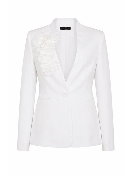 Giacca in crepe con dettaglio floreale HANITA | H.J1276.464911.PANNA