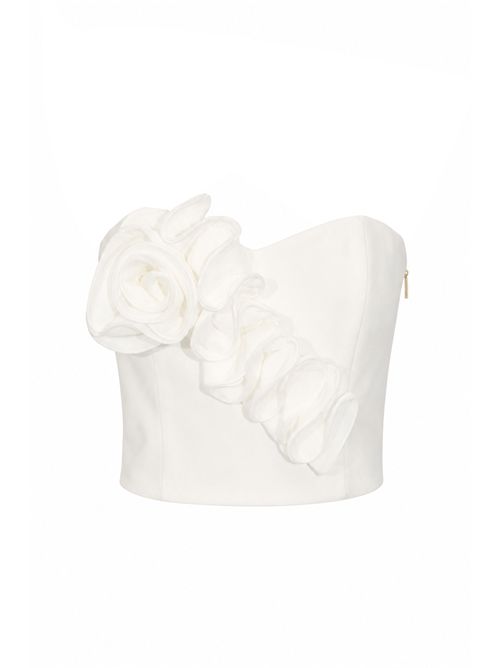 Top bustier in crepe con fiore HANITA | H.M3217.464911.PANNA