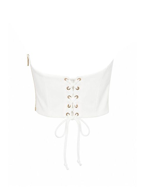 Top bustier in crepe con fiore HANITA | H.M3217.464911.PANNA