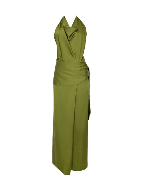 Abito lungo in raso con fusciacca HANITA | H.V3766.4610266.MILITARY