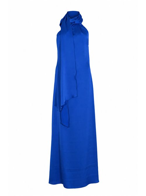 Abito lungo in raso con sciarpa HANITA | H.V3865.4653047.BLUETTE