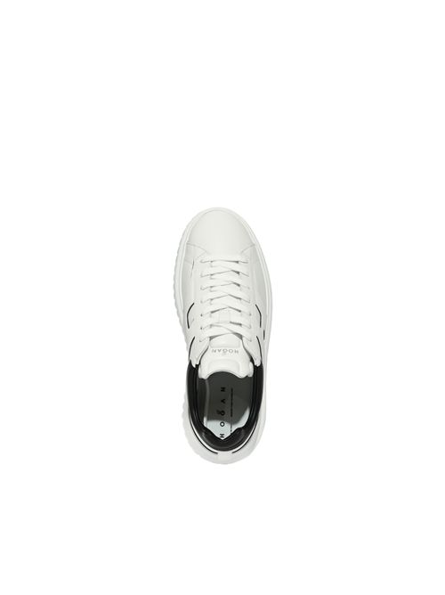 Sneakers H-Stripes in pelle Bianco Nero HOGAN | HXM6450FE93UY80001