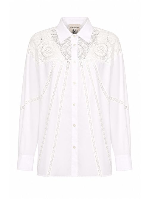 Camicia Jessika in popeline di cotone con ricami Semicouture | S6SG25A03-0