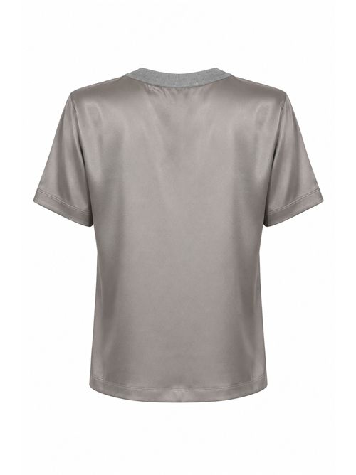 T-shirt Alba in raso con dettagli in lana pettinata Semicouture | Y6SC65X28-0