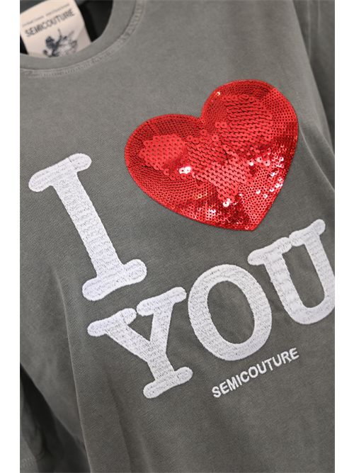 T-shirt over Marina in cotone con stampa Semicouture | Y6SJ07Y22-0