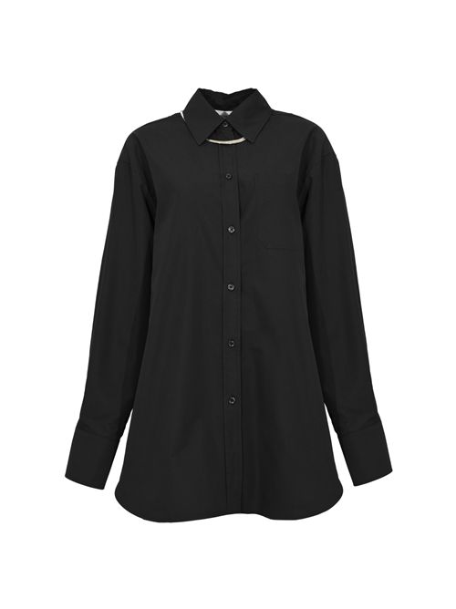 Over shirt SPXNESPOLA in misto cotone con dettaglio plissé Nero SPORTMAX | 2612191031600003