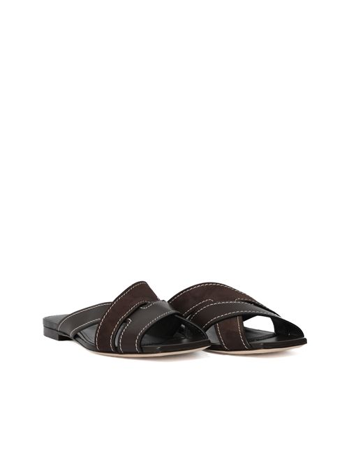 Sandalo in Pelle Liscia e Scamosciata Marrone TOD'S | XXW99L0JY50V1SS808