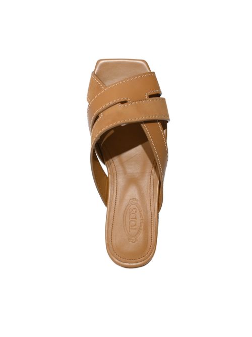 Sandalo in Pelle Liscia e Scamosciata Marrone Biscotto TOD'S | XXW99L0JY50V1SZZZR