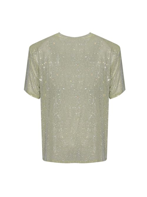 T-shirt Mendes in tulle con strass Lime TWENTYFOURHAITCH | A0071LIME