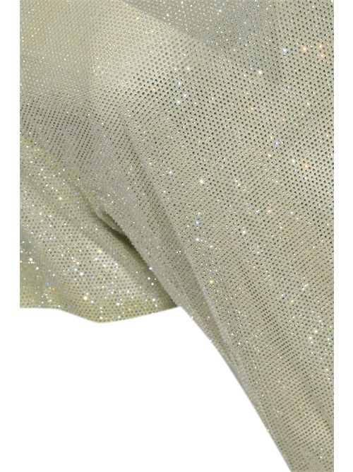 T-shirt Mendes in tulle con strass Lime TWENTYFOURHAITCH | A0071LIME