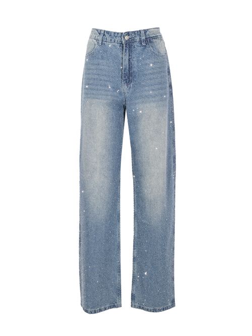 Pantalone Charon in denim con strass TWENTYFOURHAITCH | A0107DENIM