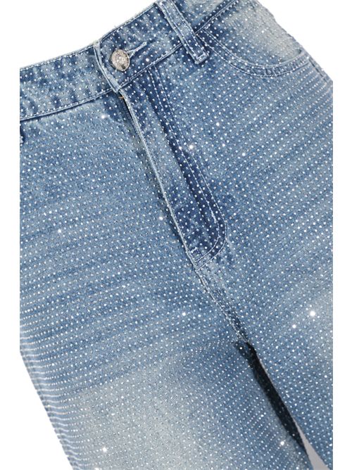Pantalone Charon in denim con strass TWENTYFOURHAITCH | A0107DENIM