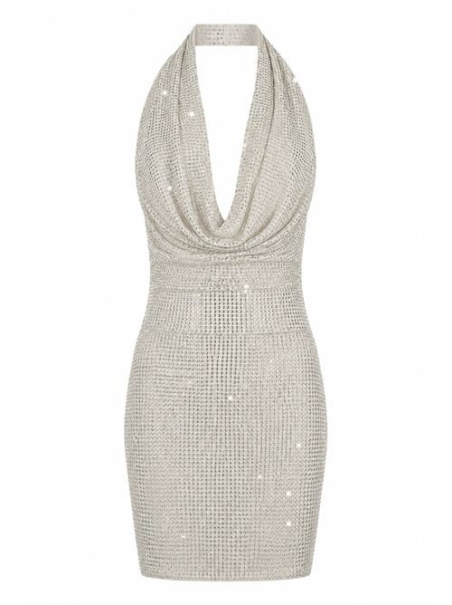 Abito corto Kuta in jersey con strass Argento TWENTYFOURHAITCH | A0127ARG