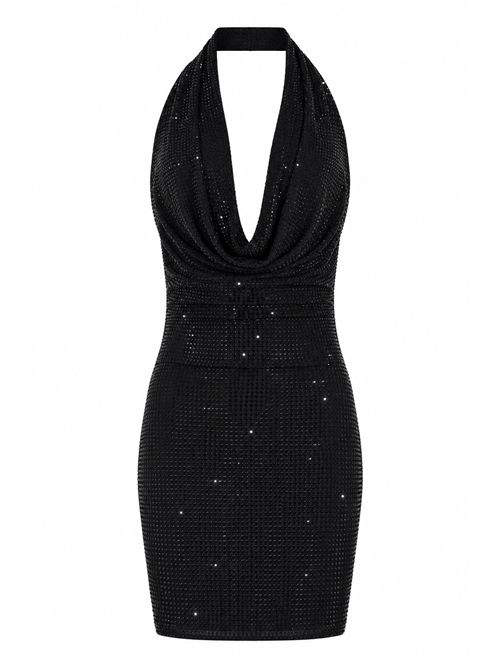 Abito corto Kuta in jersey con strass Nero TWENTYFOURHAITCH | A0127NER