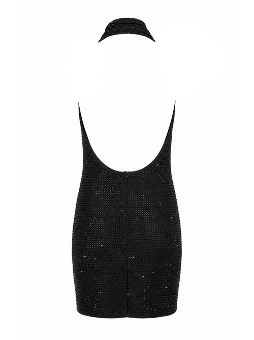 Abito corto Kuta in jersey con strass Nero TWENTYFOURHAITCH | A0127NER