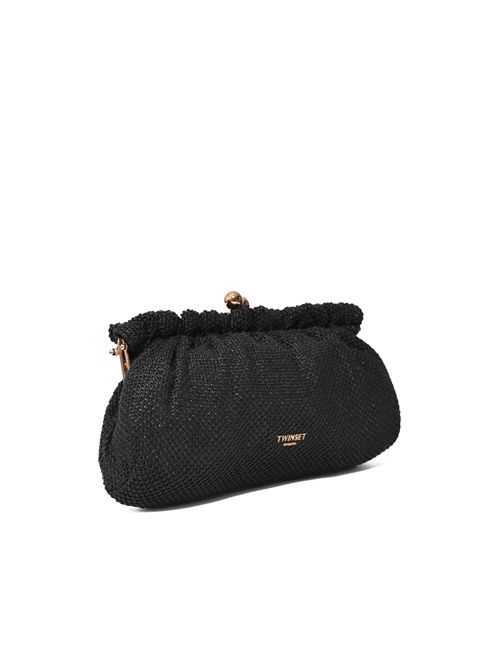 Borsa clutch in rafia con charm Nero TWINSET | 261TD828000006