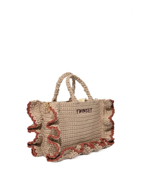 Borsa a tracolla in filo grosso crochet con balze TWINSET | 261TD829113498